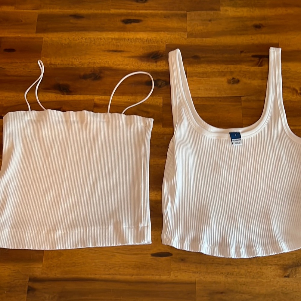 American Eagle and Old Navy - white cropped tank top bundle